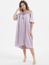 Short-Sleeve Ruched Silk Nightgown For Women